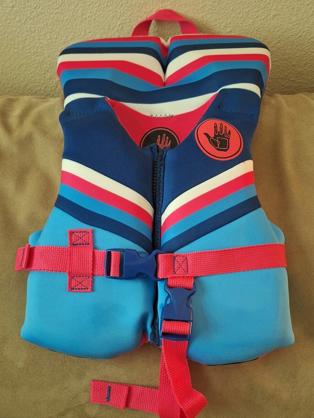 Infant Life Jacket - Blue with Pink Stripes